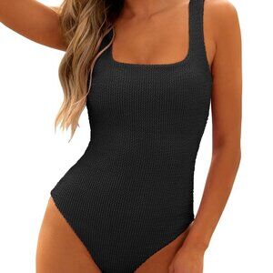 Black Square Neck One Piece Swimsuit | Size M | NWT